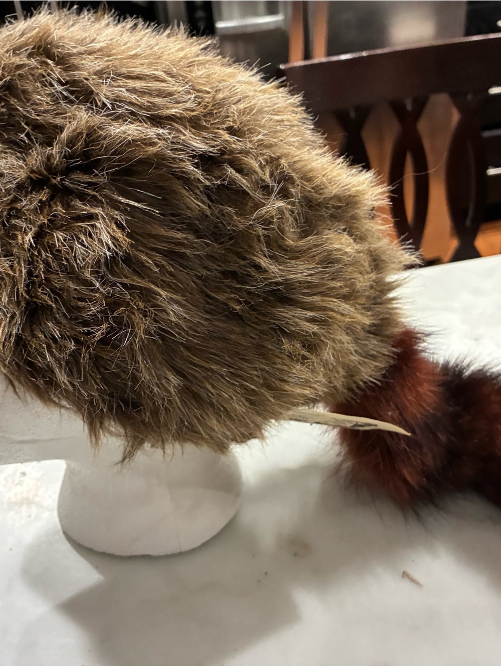 Vtg Daniel Boone Davey Crockett Coonskin Hat Cap Real Raccoon Fur Tail Size XL